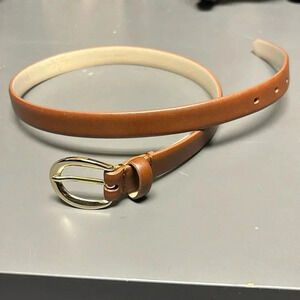 NWT BROOKS BROTHERS women’s caramel brown leather belt gold buckle size XS